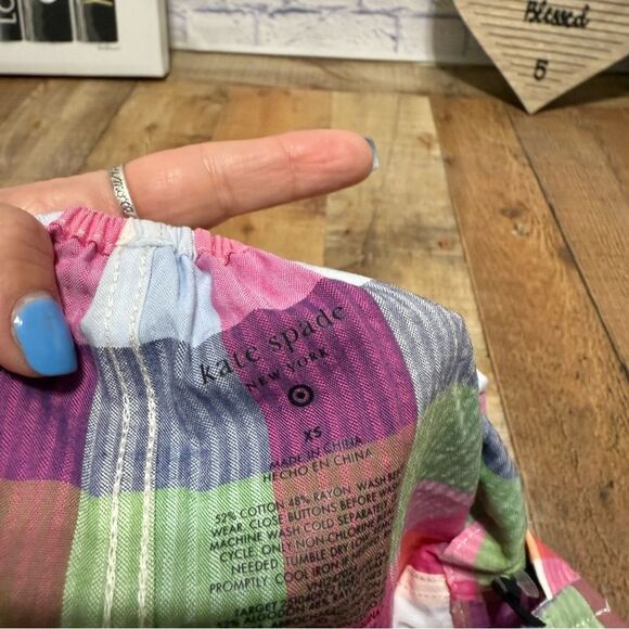 Girls' Plaid Tie-Shoulder Poplin Romper - kate spade new york x Target nwt XS - Picture 14 of 16